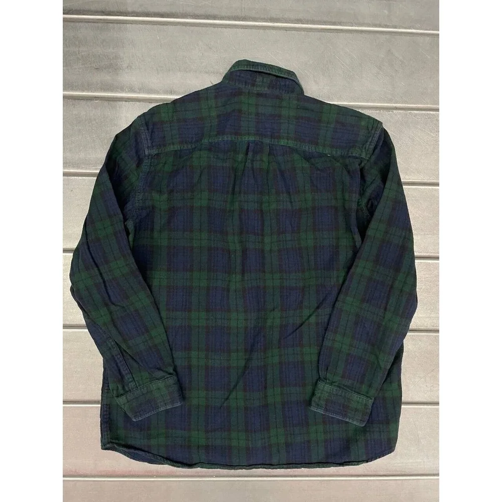 LL Bean Button Up Shirt Mens Large Green‎ Plaid Traditional Fit Casual